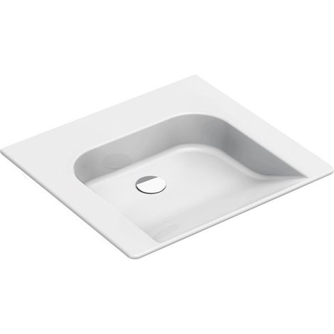 Lavabo COMMUNITY en céramique 60x55cm, sans trop-plein, sans trou pour robinetterie, blanc ExtraGlaze (1/2)
