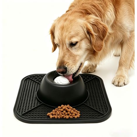 Hundenapf mit Leckmatte, geeignet für flüssige und feste Leckerlis. Der rutschfeste Napf verfügt über einen interaktiven Ball und ist für Hunde und Katzen aller Größen geeignet.
