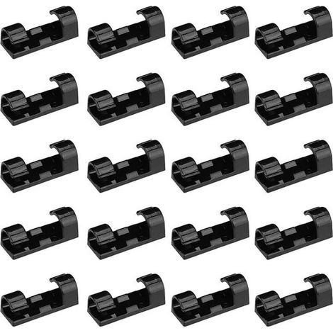 Paquete de 30 clips autoadhesivos para cables，organizador de cables con capa adhesiva，en casa o en el coche，compatible con cables USB，color negro (1/5)