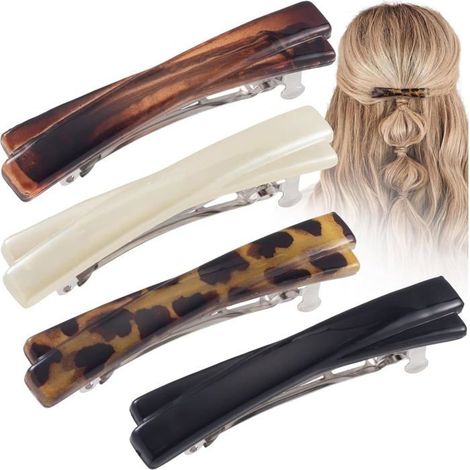 Haarspangen für Damen – Kleines Schildpattmuster – Glänzend und dünn gebogen – Flache Haaraccessoires (1/5)