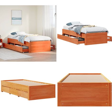 vidaXL Massivholzbett ohne Matratze mit Schubladen Braun 75x190 cm (1/5)