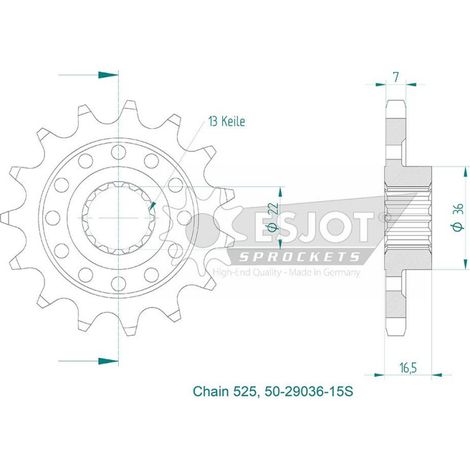 Pignon Lightweight Ducati - 525 - 15 Dents - Made in Germany