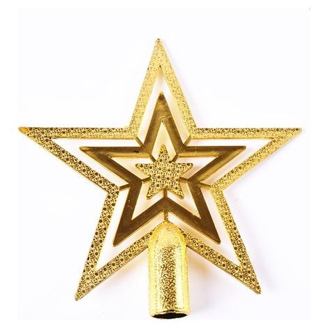 Lot de 10 étoiles décoratives pour sapin de Noël, dorées - 20 cm (1/5)