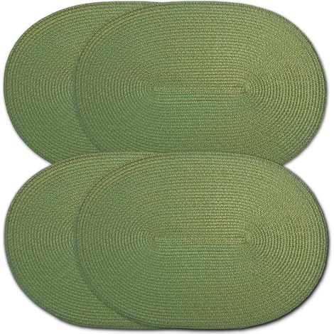 Sets de table ovales tressés en polypropylène 12X18 OVAL vert chasse'4 Vert Chasse'Vert Chasse'- (1/4)