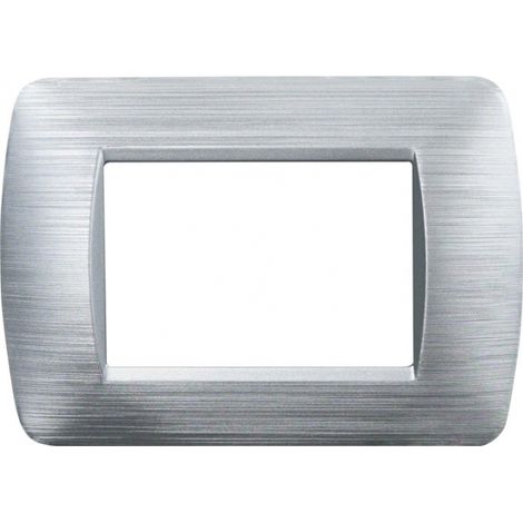 Placca serie Space, 3 moduli, plastica satinata, argento, compatibile con serie BTicino Living - Ettroit LN85315