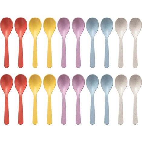 20 Pièces Cuillères à œufs Coloré 14cm Cuillere Plastique Réutilisables Petite Cuillères à Café pour Dessert Confiture Yaourt Miel œufs Petit-Déjeuner y Pâtisserie (1/5)