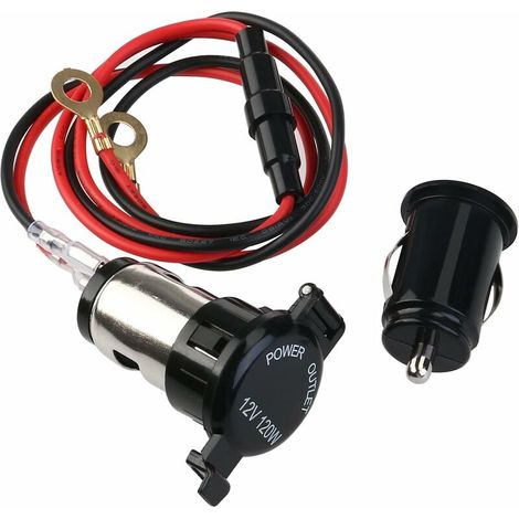 Prise d'alimentation allume-cigare femelle avec adaptateur chargeur USB pour voiture/moto Convient pour iPhone /iPod/MP3/GPS Noir 12 V 120 W (1/2)