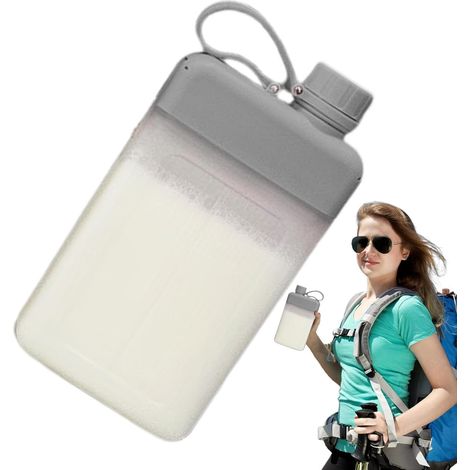 Bouteille d'eau carrée, tasse de portable plate, Petite bouteille d'eau plate de 450 ml, Bouteille au design plat pour boire en déplacement, adaptée aux voyages, garde les boissons froide (1/5)