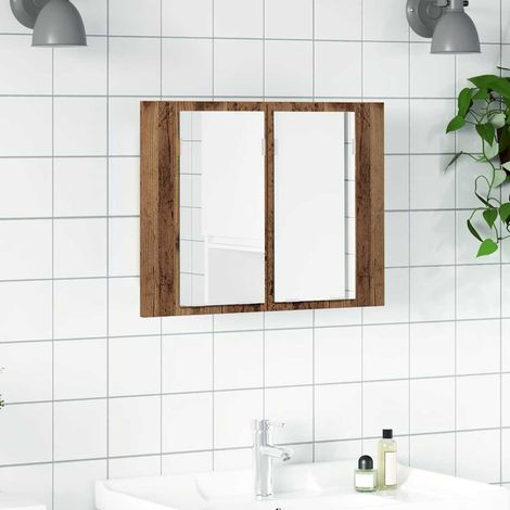 LED-Spiegelschrank Altholz-Optik 60x12x45 cm Holzwerkstoff vidaXL