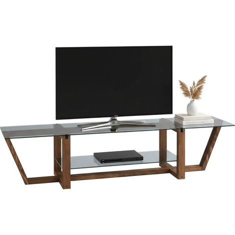 Dmora - Mobile porta TV Arienzo, Credenza da soggiorno, Armadio basso per TV, Base parete attrezzata, 158x35h35 cm, Noce