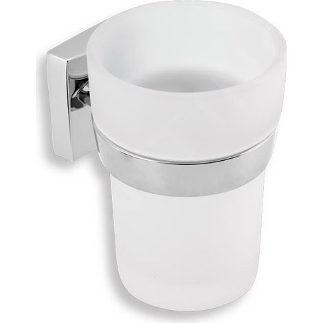 Novaservis Metalia 12 - Verre pour brosses à dents et dentifrice avec support, verre/chrome 0206,0 (1/2)