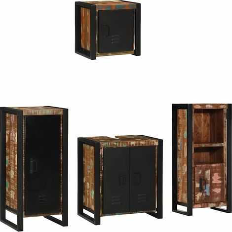 Bathroom Furniture Set with Shelf 4 pcs Brown Solid Mango Wood vidaXL (1/5)