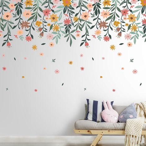 Papier peint panoramique Maeva 159 x 280cm Vert, ocre, corail (1/4)