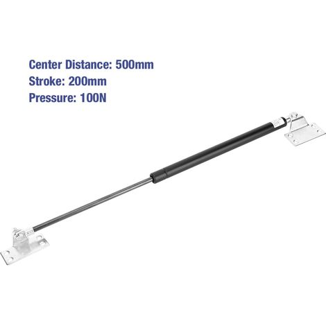 Amortisseur à gaz hydraulique pour couvercle, 500mm entre axes, 200mm course, 100N (tête carrée) (1/5)