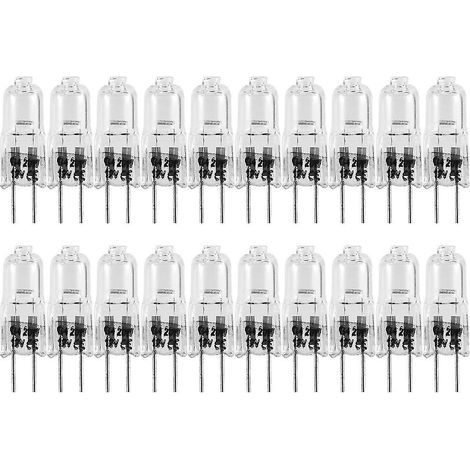 Lot de 20 ampoules halogènes G4, 20 W, 12 V, 2 broches, transparentes, pour éclairage de cuisinière, feux de signalisation, etc. (1/5)