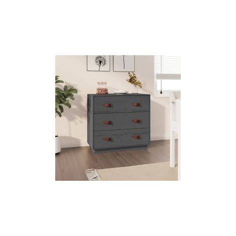 Buffet Gris 80x40x75 Bois massif de pin (1/5)