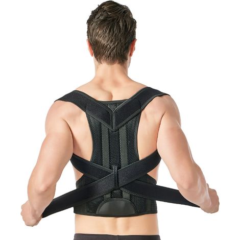 Correcteur de posture en nylon adhésif fort, respirant, ceinture anti-voûte pour étudiants et adultes, taille L. (1/5)