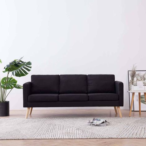 vidaXL Canapé à 3 places Tissu Noir (1/5)