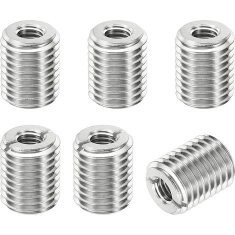 Filetage Adaptateurs Manchon Réducteur Écrou Insert Fileté Metal, 6 pcs M16x2 Mâle à M8x1,25 Femelle Réparation Insérer Écrou Vis Réducteur Inox Acier Attache 20mm (1/5)