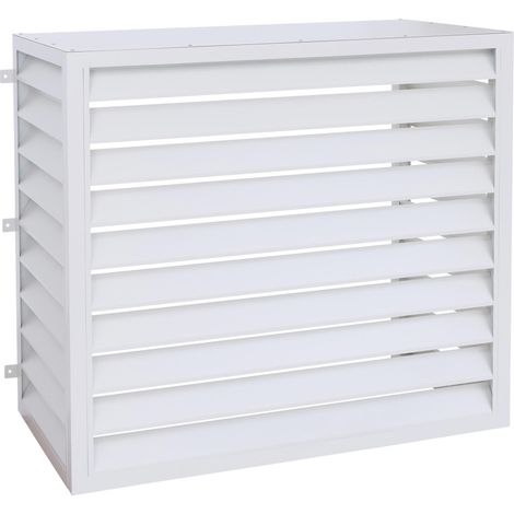 Copertura per climatizzatore/pompa di calore HHG-569, protezione per condizionatore, metallo 111x127x65cm, grigiobianco