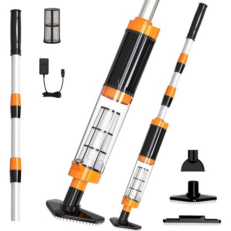 3 en 1 Aspirateur de Spa sans Fil, Aspirateur de Piscine à Batterie Rechargeable, Nettoyeur Électrique Manuel pour Petite Piscine, Jacuzzi, Spa, Orange (1/5)