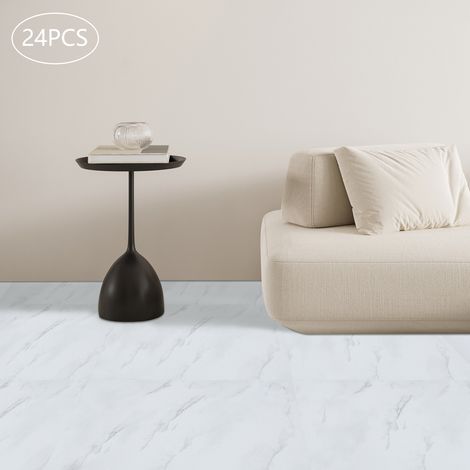Pack mit 24 selbstklebenden PVC-Bodenbelägen, 60x30 cm, Vinylboden, wasserdichte Fliesen für Wohnzimmer, Küche, Büro (weiß) Outdoorgoodss – garantierte Passform