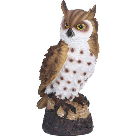 Décoration Hibou en Résine - Artisanat Détaillé pour Porche, Jardin et Intérieur - Plume Marron (1/5)