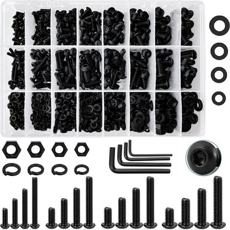 Assortiment de Vis Métriques de 1120 Pièces Assortiment de Boulons Métriques M3//M5/M6 en Acier Allié de Qualité 10.9 (1/5)