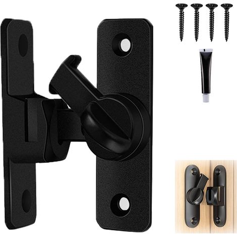 90/180 Degrés Loquet De Porte Rabattable, Verrou Serrure De Fermeture Interieure Coulissante Bloque Porte Coulissante Sans Percage Boulon De Verrouillage De Boucle Antivol Wardrobe Window (Noir)