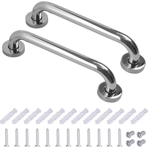 Barre d'appui en acier inoxydable pour toilettes, salle de bain, baignoire, pour personnes âgées, handicapées, enfants, femmes enceintes, 30 cm, 2 pièces (1/5)