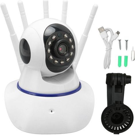 Kabellose WLAN-Kamera mit Zwei-Wege-Audio, hochauflösender Nachtsicht, für den Innen- und Außenbereich, US-Stecker, Weitbereichsspannung