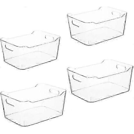 Lot de 4 organisateurs de rangement transparents en plastique : organiseur de salle de bain polyvalent, plateau de rangement pour bureau, maquillage et garde-manger. (1/5)