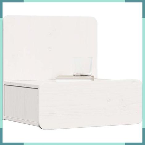 Table de chevet - 873489 - Blanc - Bois massif pin - 1 tiroir (1/5)