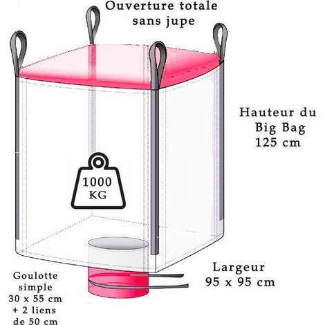 Big Bag with discharge spout - 1000 kg (95x95x125cm)