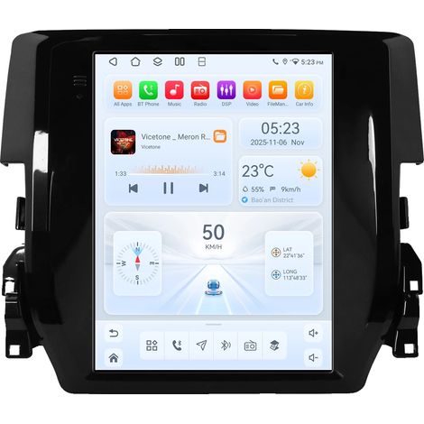 Lettore multimediale per auto, touchscreen, supporta diversi formati, compatibile con Honda Civic 2015-2020, telecamera posteriore QS4 AIPRO (1/2)