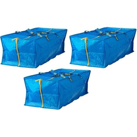 Lot de 3 pochettes de rangement bleues - Sacs de stockage tissu, organisateur d'armoire, housses de rangement réutilisables (1/5)