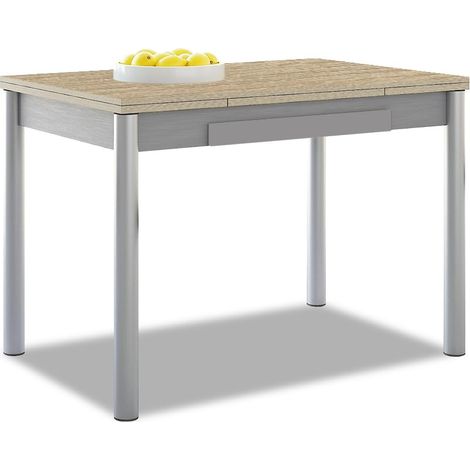 Table de Cuisine Extensible - Structure en Aluminium et Plateau stratifié - Couleur chêne Clair - Idéale pour Les Petits espaces - Dimensions : 90 x 50 cm - Extensible : 140 x 50 cm (1/5)