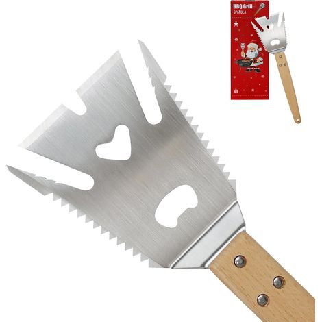 Spatola Multifunzione Grigliate 6 in 1 Acciaio Inox Legno (1/5)