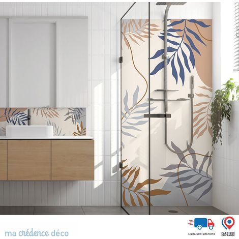 Panneau de douche : Dessin feuilles 2 - Couleur Ocre - Alu composite - 120 - 245 (1/2)