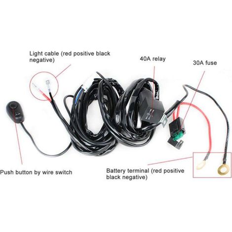 Kit De Câblage 16 AWG - 12 V DC 40 A - Pour Barres LED Et Feux Stroboscopiques - 3 M (1/5)