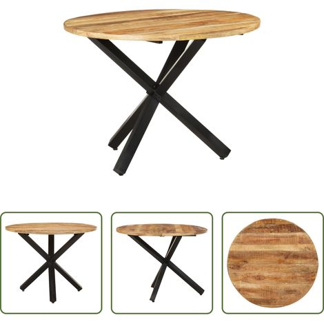 Mangoholz Esstisch -  Esstisch Rund 100x100x75 cm Raues Mangoholz