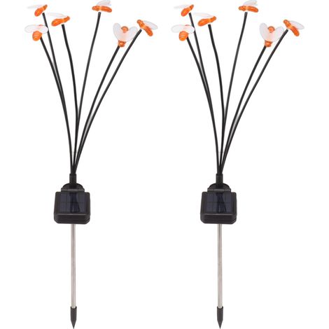 Lampe solaire abeille à piquer, étanche IP65, 6 têtes colorées et réalistes, pour jardin, pelouse ou fête. (1/5)