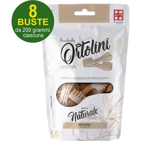 Snack Spazzolini per cani Ortolini gusto naturale misura Large 8 buste da 200 g ciascuna