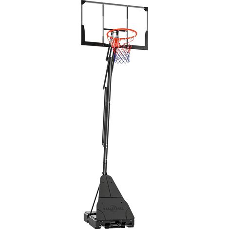 Canestro da Basket Portatile per Esterni Altezza Regolabile 245-305 cm Tabellone in Infrangibile PC Nero (1/5)