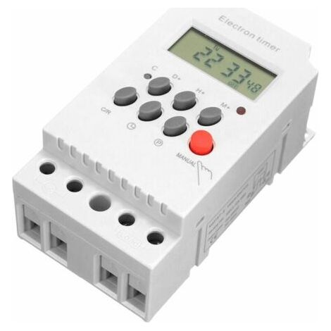 BUNTHAUS AC 220V 25A minuterie programmable numrique Rail Din minuterie lectronique contrleur de commutateur de temps avec horloge d\\'affichage LCD - blanche - blanche (1/5)