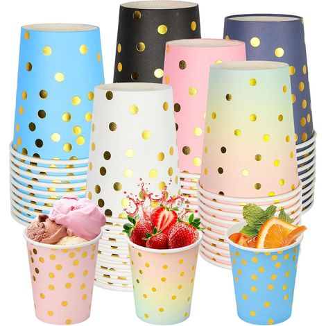 60 Gobelets En Carton Gold Dot Gobelets, 6 Couleurs 9 Oz/250 Ml Design Élégant Boissons Chaudes Froides Taille Pratique Utilisation Polyvalente Et Festive Pour Les Fêtes (1/5)