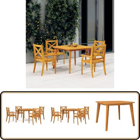 Ensemble à manger de jardin 5 pcs Bois d'acacia solide - Ensemble Salon De Jardin - Meubles De Jardin - Table De Jardin - Chaises De Jardin - Acacia Massif