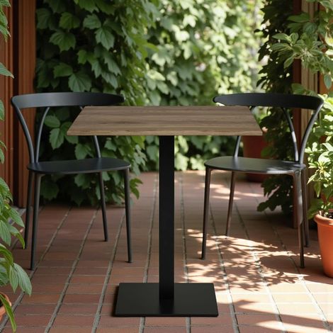 Table bistrot bois brun - pied métal noir, 70 cm NAPA (1/5)
