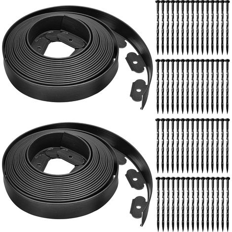 Bordure de Jardin Flexible, Bordure Jardin Exterieur Hauteur 5cm, Bordure de Jardin en Plastique 20 mètres avec 60 Piquets d'ancrage, Garden Edging, Bordure de Tonte (20M (Longueur) x 5cm (Haut)) (1/5)