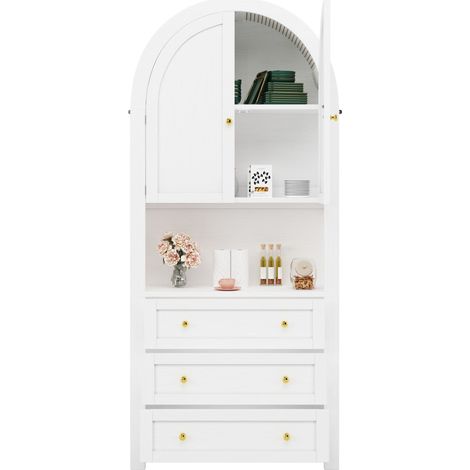 Buffet haut de cuisine Blanc,meuble de rangement moderne,70x35x180cm,cuisine,salon,MDF (1/5)